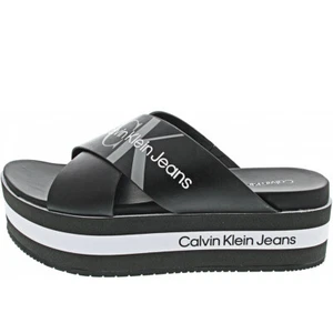 Calvin Klein Flatform Sandal Crisscros Damen Pantolette in Schwarz - Bild 1 von 5