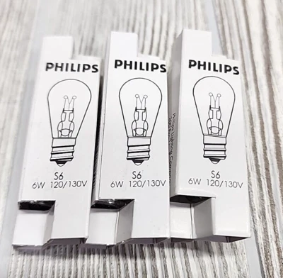 Philips 6S Lamp Bulb 120/130V 6W (Pack of 3) Unused- Open pkg - Image 1 of 4