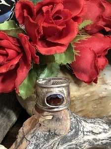 21. Vintage WCJ Sterling Silber 925 roter Granat breiter Bandring 4,5s, 6,6g - Bild 1 von 20