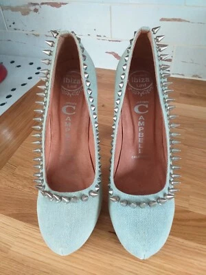Jeffery Campbell Light Blue Spiked High Heel Shoes Size 5 - Image 1 of 4