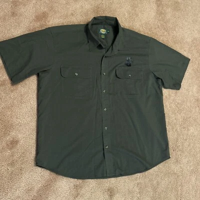 Cabelas Mens XL Green Button Short Sleeve Black Lab Shirt. Fits Big - Image 1 of 3