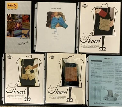 6 Knitting and Crochet Patterns Socks Fingerless Mittens Bags Purses  - Image 1 of 4
