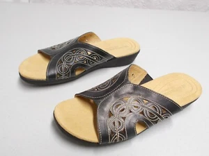 Sandalias para mujer NATURALIZER N5 COMFORT WAVER de cuero negro deslizantes talla 7 - Imagen 1 de 12
