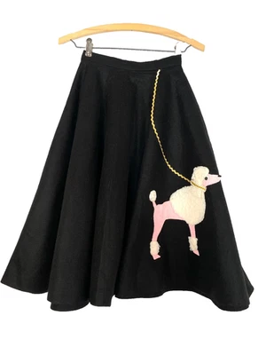 Falda caniche negra vintage años 90 XXS rosa perro círculo años 50 estilo niñas adolescentes Foto 1 de 4