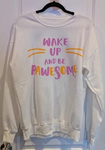 Cat Lady Women's L White Inspiring Cat Sweatshirt CAT17 - Picture 1 of 1