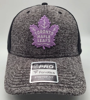 Toronto Maple Leafs Gray & Black Fanatics Pro Stretch Fit M/L Hat Fights Cancer - Image 1 of 4