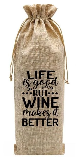 Bolsa para botellas bolsa de regalo arpillera cordón Life Is Good BOT04 Foto 1 de 1