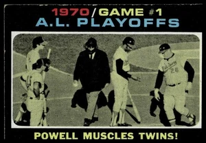 1971 Topps #195 1970 A.L. Playoffs Game 1: Powell Muscles Twins! - Picture 1 of 2