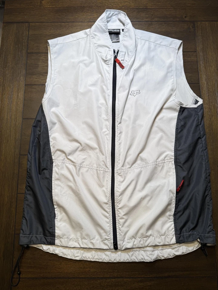 Fox Racing Chaleco Para Hombres XL Blanco Gris Cremallera Completa Cortavientos Ligero Moto MTB Foto 1 de 4