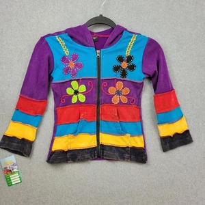 Rising International NEPAL Childrens HANDMADE COTTON HOODIE Jacket Size 4 - Picture 1 of 12