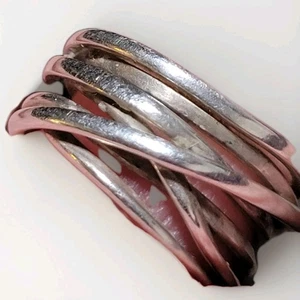 Anillo Boho Envuelto Banda Ancha Plata Esterlina Talla 6 Vintage Envoltura de Alambre Único - Imagen 1 de 19