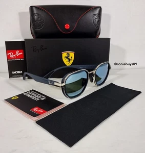 Ray-Ban Occhiali da Sole Uomo Ferrari Col, RB3674-M, Argento/Blu, Blu Specchio - Foto 1 di 13