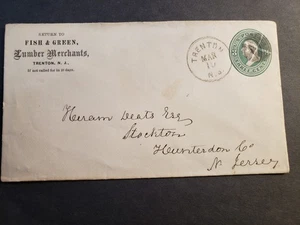 1870er FISCH & GRÜNHOLZ KAUFLEUTE Postgeschichte Brief TRENTON nach STOCKTON NJ - Bild 1 von 2