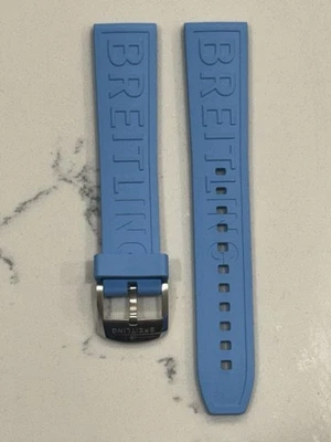 Correa de goma Breitling OEM 20 MM Diver Pro azul claro con hebilla Tang OEM Foto 1 de 4
