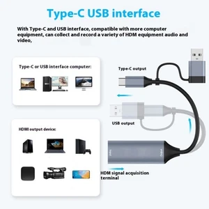 USB+Type C to HDTV Gaming Card 4K Video Device for Live Streaming Share Game - Photo 1/10