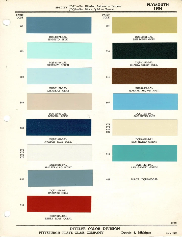 Carro suburbano Plymouth Belvedere Savoy Plaza 1954 hoja de virutas de pintura (PPG) Foto 1 de 1