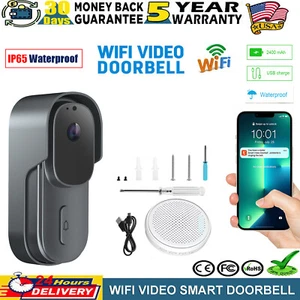 Smart Wireless WiFi Doorbell Intercom Video Camera Door Ring Bell Chime Security - Picture 1 of 9