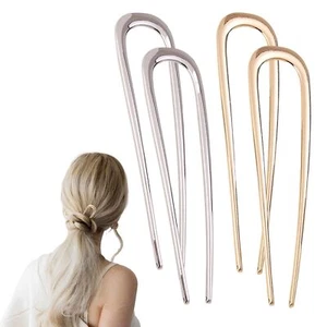 Confezione 4 Spille Capelli Forma U Metallo Forchetta Capelli Francesi per Panini Donna Ragazza Acconciatura - Foto 1 di 8