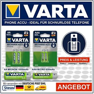 Varta Phone Akku AA 1600mAh l AAA 800mAh Accu für Schnurlos Telefon Blister 