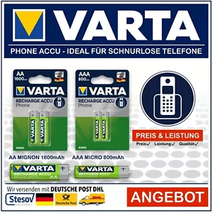 Varta Phone Akku AA 1600mAh l AAA 800mAh Accu für Schnurlos Telefon Blister - Picture 1 of 13