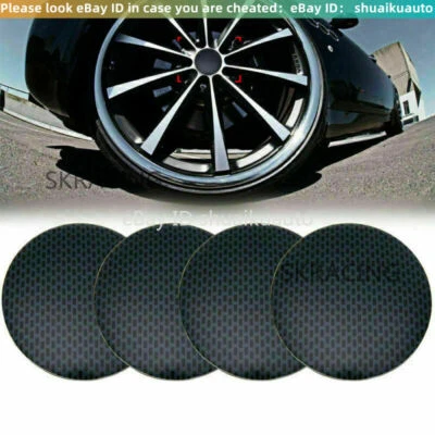 4pcs Universal Gridding Wheel Center Hub Cap Cover Emblem Badge Sticker Decor - Image 1 of 4