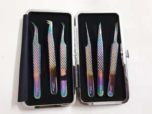 Professional Multi Eyelash Extension Tweezers set of 6 in a Magnetic Case - Bild 1 von 3