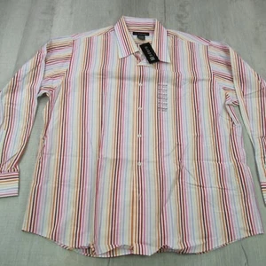 J Ferrar Shirt Mens 2XL Long Sleeve Colorful Stripes Pocket Button Front - Picture 1 of 9