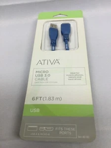 Ativa Micro USB 3.0 Cable, Blue - Picture 1 of 4