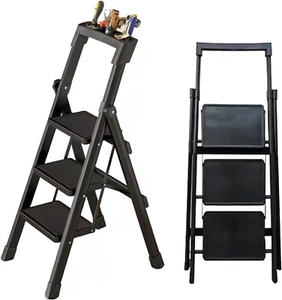 Step Ladder, 3 Step Folding Step Stool, Portable Lightweight Ladder with Wide An - Picture 1 of 8