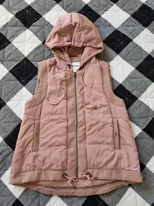 Country Road Puffer Vest Hooded Size XS Dusty Pink Zip Thru Pockets Great As New - Picture 1 of 9