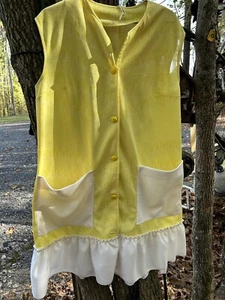 1960 Dress Drop Waist Polyester Bright Yellow Festival  - Picture 1 of 8