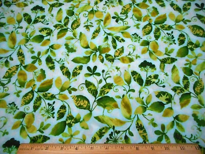 Tela Floral 1 7/8 Yardas OFERTA Hojas Verdes Azul Moteado Algodón Premium De Colección #PC Foto 1 de 2