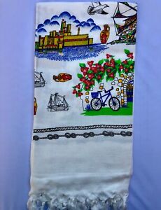 Turkish Pareo Beach And Bath Towel Peshtemal Natural Printed Viskose Cotton M-10