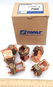 Topaz 700 Copper 350MCM - 1/0 Split Bolt Connector Like Burndy IN-1BZ *Box of 6* - Picture 1 of 8