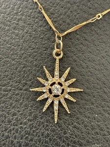 ancien Collier Flocon Étoile Des Neiges Pendentif plaqué or/7044V2 - Picture 1 of 5