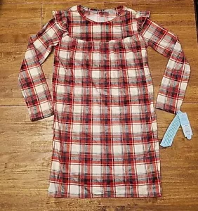 Cat & Jack Girls Red & Green Plaid Fleece Holiday Night Gown Size Med (8) - Picture 1 of 2