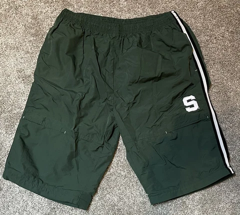Michigan State Spartans Shorts Men's Size L Green Starter Vintage MSU Long Pant Cover
