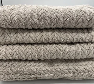 Matouk Bath Towel Set New Loose Braid Pattern New Cotton Set of 4 Taupe - Picture 1 of 8