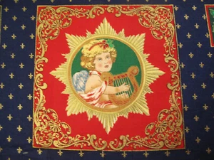 Vtg Concord Christmas Musical Angels Fabric Joan Kessler~Quilting Squares~Floral - Picture 1 of 13