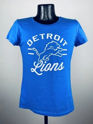 Women's Majestic Detroit Lions Blue Cotton Script Short-Sleeve Tee NWT Large - Image 1 of 4
