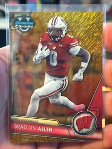 2023 Bowman Chrome University Braelon Allen Gold #d /50 Wisconsin Badgers