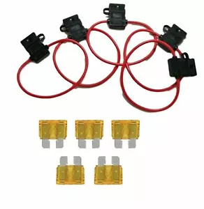 12 Gauge ATC ATO In-Line Fuse Holder Wire 12V Blade Waterproof 5 Pack 15 Amp - Picture 1 of 3