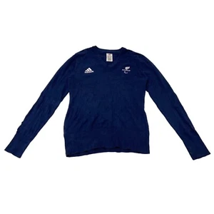 Paralympics GB Adidas V Neck Jumper | Vintage Sportswear Navy Medium - Picture 1 of 5