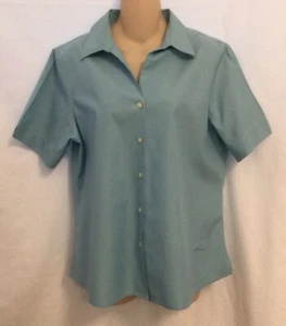 Orvis Blue Wrinkle Free Short Sleeve Button Up Top Size 12 - Picture 1 of 4