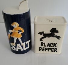 Morton Salt & Pepper Shaker Vintage 5 Inch Tall  & 3.5 Inch Tall Large Size