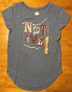 NWT State Of Mine Women's Blue Short Sleeve Native Ohio T-Shirt - Size: Small - Picture 1 of 12
