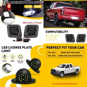 LED License Plate Light Lamps For 94- 02 DODGE RAM 2500| 3500 PICKUP 6000K White - Picture 1 of 13