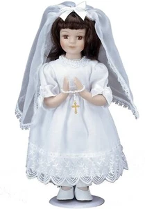 Tall Porcelain Communion Doll, 12-Inch, Brunette | Communion Gift  - Picture 1 of 1