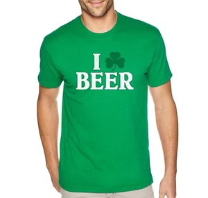 Mens I Love Beer St. Patrick's Day Clover Beer Drinking Party Shamrock T-Shirt - Picture 1 of 6