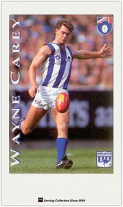 1995 Hungry Jack's AFL Captains Trading Card #12 Wayne Carey (North Melbourne)